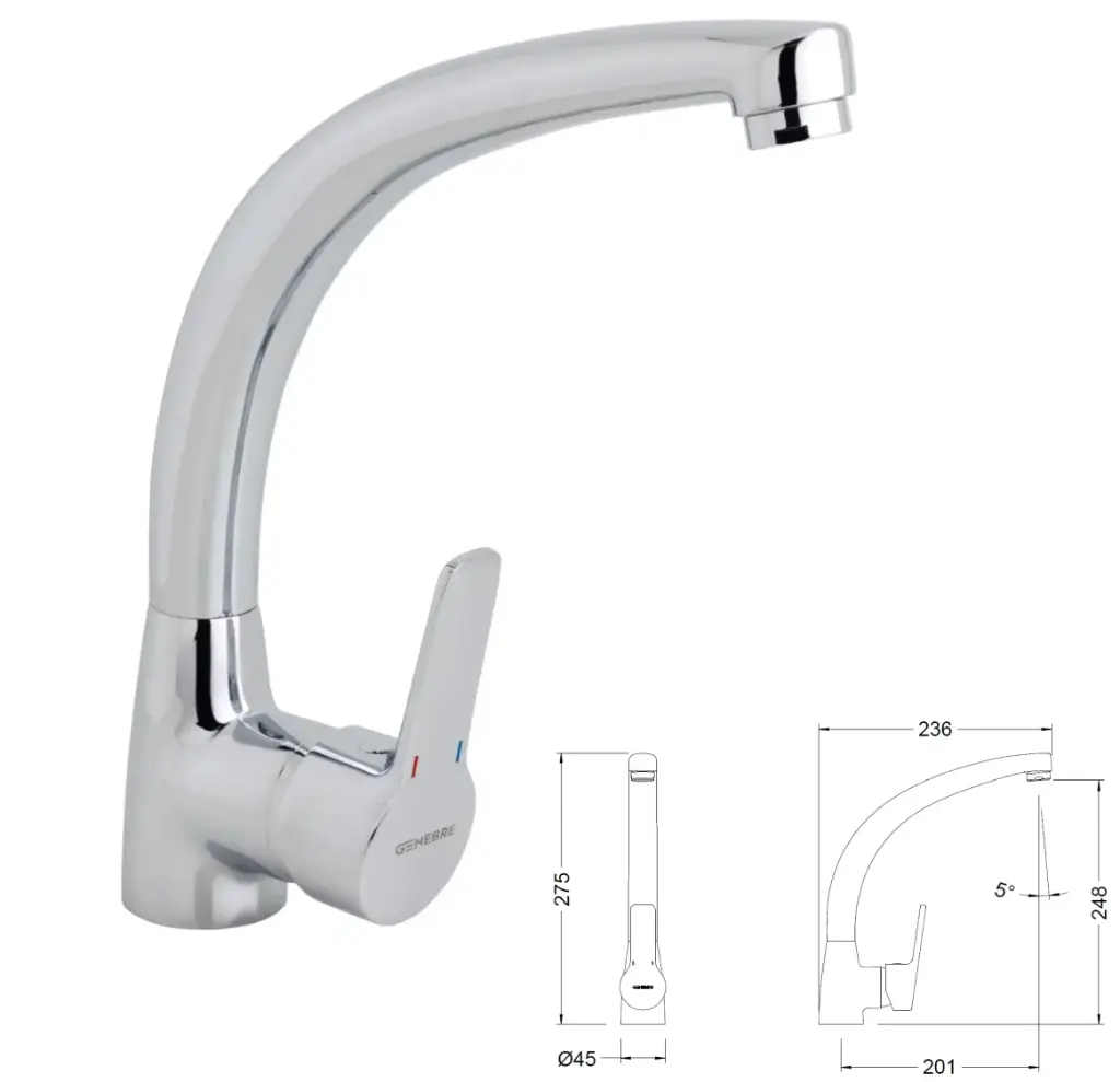 [61203 41 45 66] Monomando Caño Conformado Basik